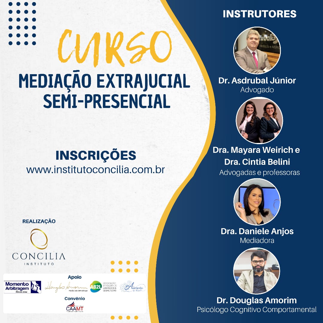 CURSO MEDIAÇÃO EXTRAJUDICIAL - SEMIPRESENCIAL!